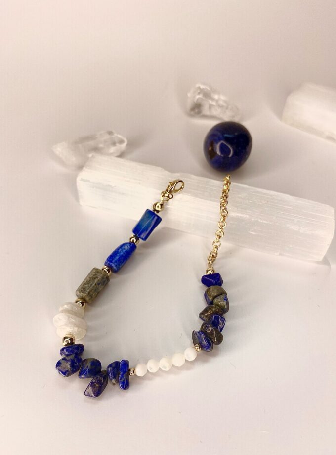 Lapis Lazuli & Ay Taşı Bileklik – Bilgelik ve Sezgisel Gücün Buluşması