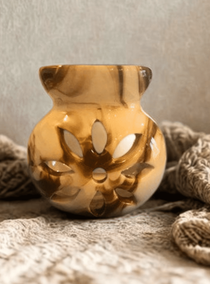 Lotus Çiçeği Kahverengi Buhurdanlık